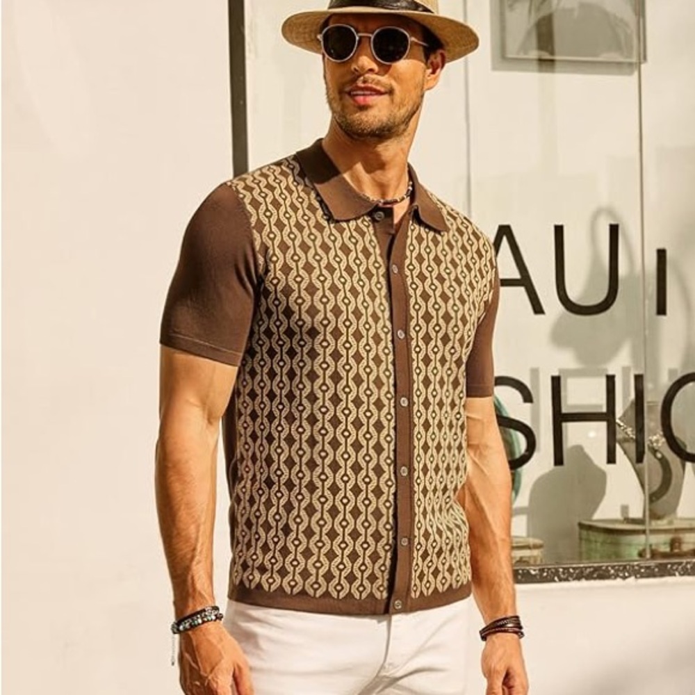 PJ Paul Jones Contrast 70s Vintage Knit Polo